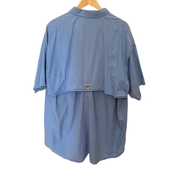 Columbia PFG Fishing Men’s XXL/2TG Shirt SS Blue Button Vented Mesh Delta Street - Picture 2 of 9